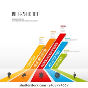 Plantilla informativa de vectores multipropósito hecha de cinco bandas de refracción bloques de contenido con iconos y descripción - versión ligera de la plantilla de infografía