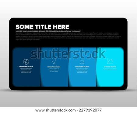 Vector multipurpose Infographic template made from four content blocks in black rounded container on light background. Multipurose infopgraphic with four places for your content
