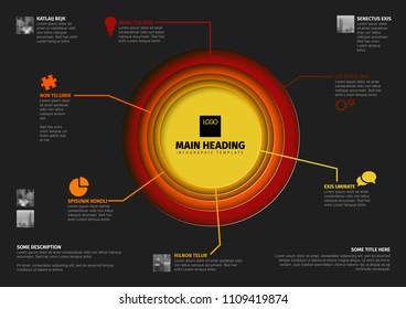 Vector multipurpose Infographic template with paper cut circle in the middle - dark version