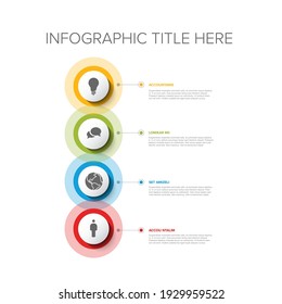 Vector Multipurpose Infographic Template Set With Four Elements Options In Vertical Time Line And Modern Colors On A White Background, Each Infographic With Icon Part 3 From 6