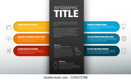 Vector multipurpose Infographic template with six elements and the title with description in the midle