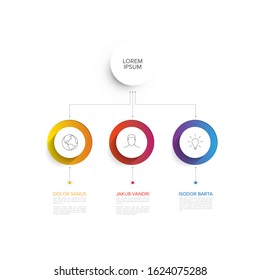 Vector multipurpose Infographic template with three elements options and modern colors on a light background