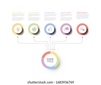 Vector multipurpose Infographic template with title and five elements options and modern pastel colors on a white  background