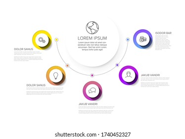 Vector multipurpose Infographic template with title and five elements options and modern colors on a white  background