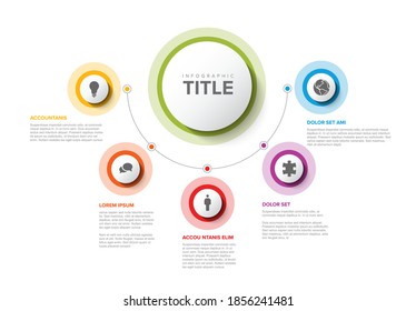 Vector multipurpose Infographic template with title and five elements options and modern colors on a white  background