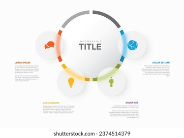 Vector multipurpose Infographic template with title and four transparent elements options and modern colors on a white  background