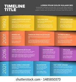 Vector multipurpose Infographic timeline table template made from four rows and various content blocks
