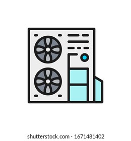 Vector multi-split system, air conditioner flat color line icon.