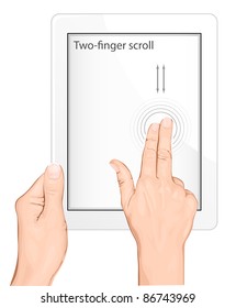 Vector multi-touch gesture for tablets & smartphone. Two-finger scroll gesture