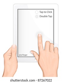 Vector multi-touch gesture for tablets & smartphone. Tap to Click. Double click