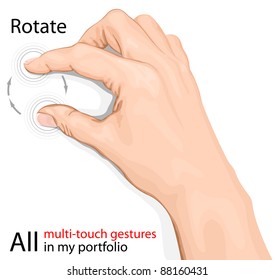 Vector multi-touch gesture for tablets or smartphone. Rotate. All multi-touch gestures see in my portfolio.
