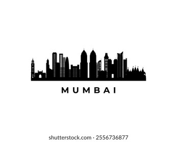 Vector Mumbai skyline. Travel Mumbai famous landmarks. Business and tourism concept for presentation, banner, web site.