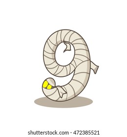Vector: The mummy font number nine on the white background.