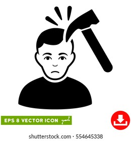 Vector Murder With Hammer EPS vector pictograph. Illustration style is flat iconic black symbol on a transparent background.
