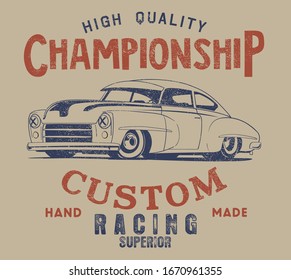 vector muscle car and hot rod racing car illustration for t shirt print