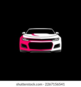 vector of muscle car on front view. use for auto car logo