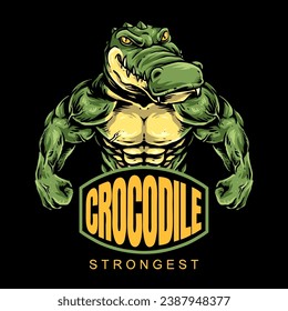 vector of muscle crocodile fit to fitness gym logo