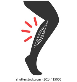 Vector muscle strain clipart. Strain of muscle icon. Pain in muscle illustration. 