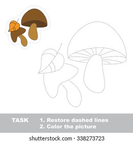 Vector Mushroom to be traced. Restore dashed line and color the picture.