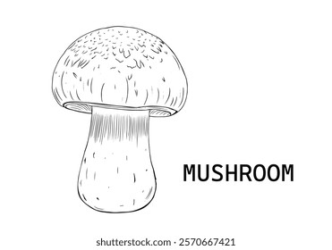 vector mushroom with black outline on white background