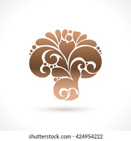 Vector Mushroom icon logo Abstract Mushroom illustration. Ornamental pattern Mushroom  isolated on white background