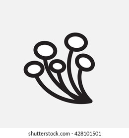 Vector mushroom icon, logo, template, pictogram. Modern emblem for eco shop, market, restaurant, internet, design. Trendy thin line style fungus symbol