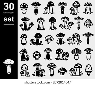 vector Mushroom set. Collection icon mushrooms. Vector