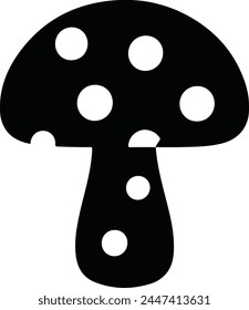 Vector mushroom silhouette white background