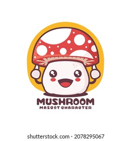 vector mushrooms cartoon mascot, suitable for, logos, prints, labels, packaging, stickers, etc.