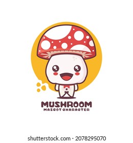 vector mushrooms cartoon mascot, suitable for, logos, prints, labels, stickers, etc, isolated on a white background.