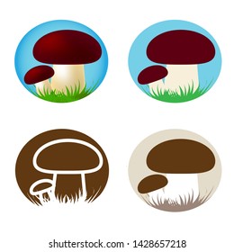  vector mushrooms on green grass