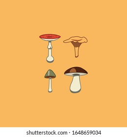 Vector Mushrooms for Patterns or Icons
