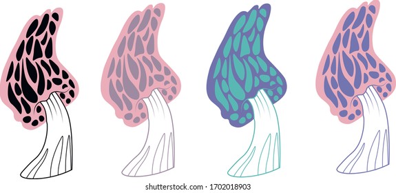 Vector mushrooms set in different colors