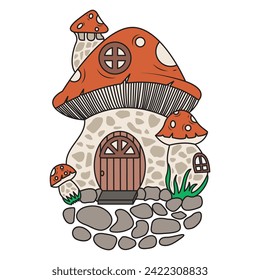 vector mushroom-shaped hut like in a fairy tale