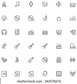 Vector music and audio icon set