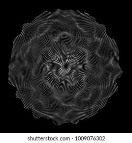 Vector Music background. Big Data Particle Flow Visualisation. Science infographic futuristic illustration. Sound wave. Sound visualization
