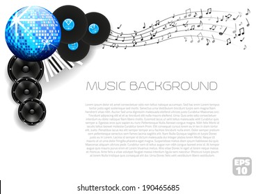 Vector Music Background with Instruments and Music Equipment