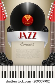 Vector Music Background with Instruments and Music Equipment with place for your text
