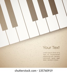 vector music background with paper piano keyboard
