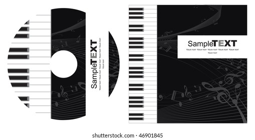 vector music background with piano keys: CD