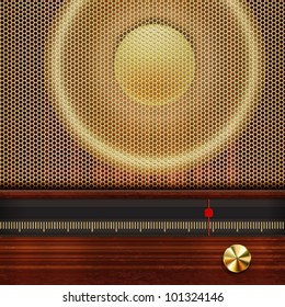 Vector music background with retro radio elements.