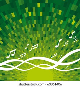 Vector Music background with shine green background