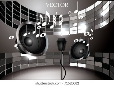 Vector Music Background with a Shiny Stage