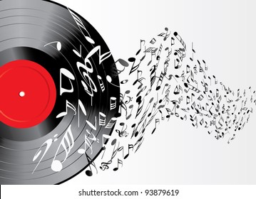 vector music background with vinyl record