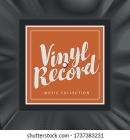 Vector music banner with square label for vinyl record with with calligraphic inscription. Suitable for music poster, flyer, invitation or cover in retro style
