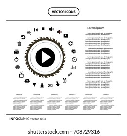 vector music button icon set for media  