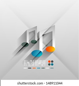 Diseño de papel 3d para el concepto de música vectorial