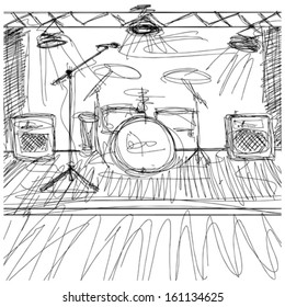 Vector Music concept. Sketch background with music