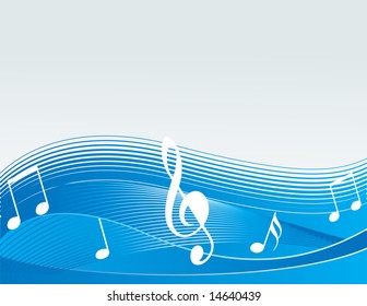 concepto de música vectorial en blanco y azul, ilustración