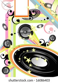 Vector music dedicated fantasy design background.
